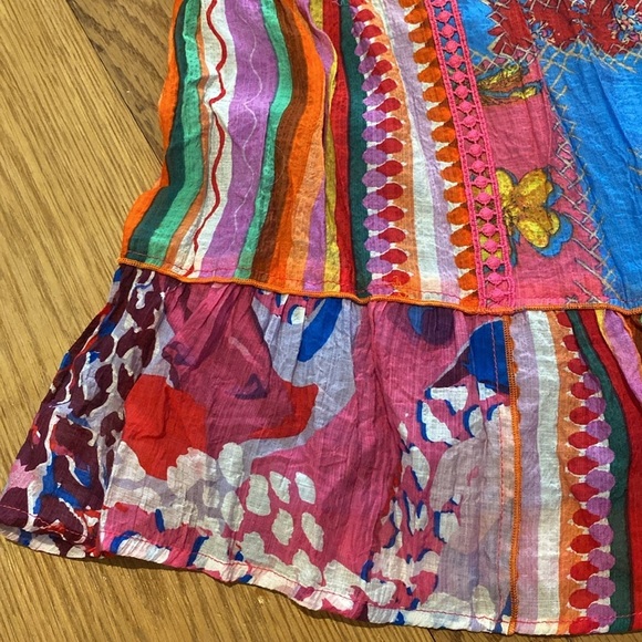 Calessa Fiesta Patchwork Print Boho Hippie Festival Square Neck Top Sz SMALL - Picture 9 of 11
